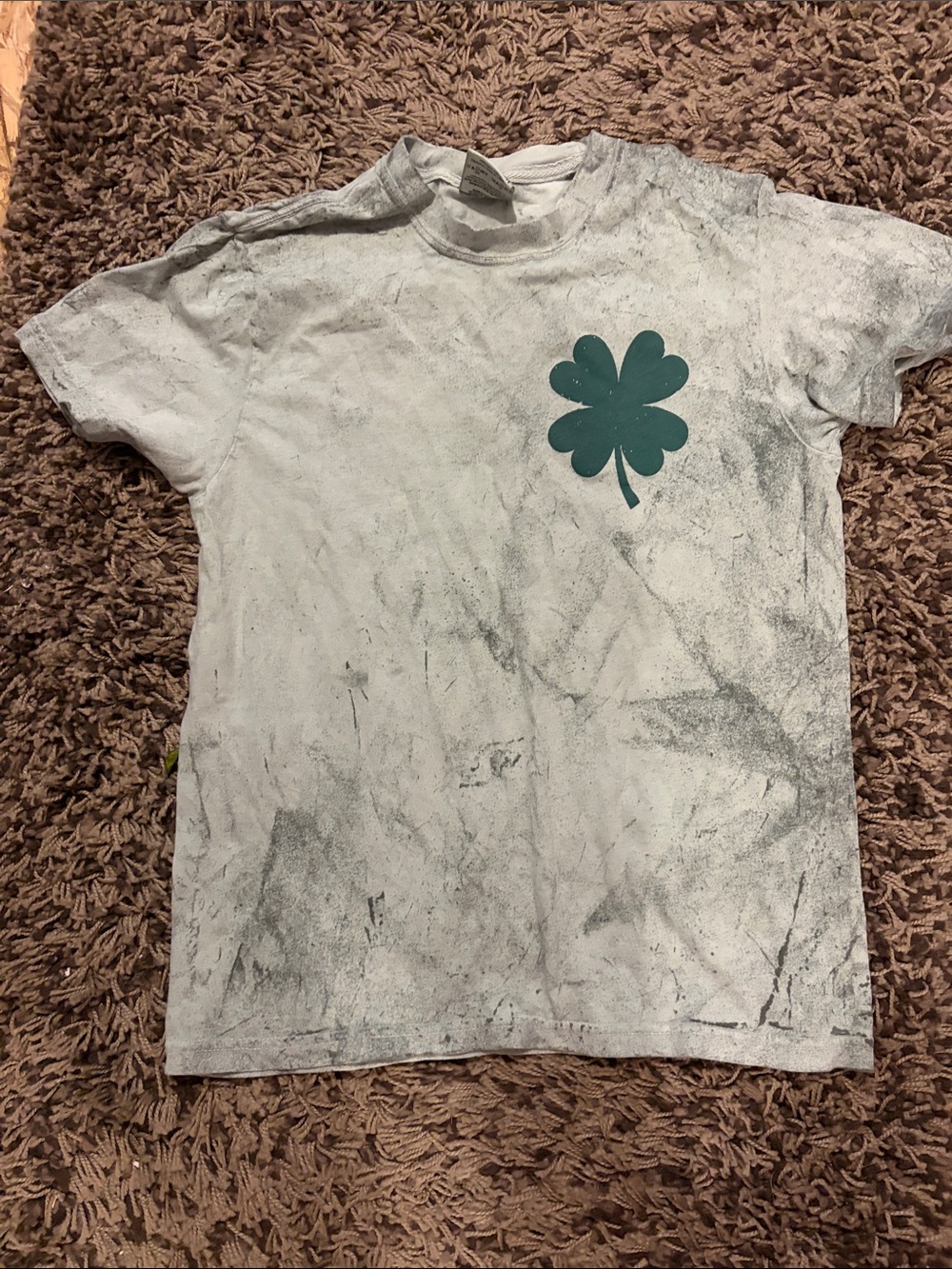 Comfort Colors White Tee with Green Clover Chest Graphic